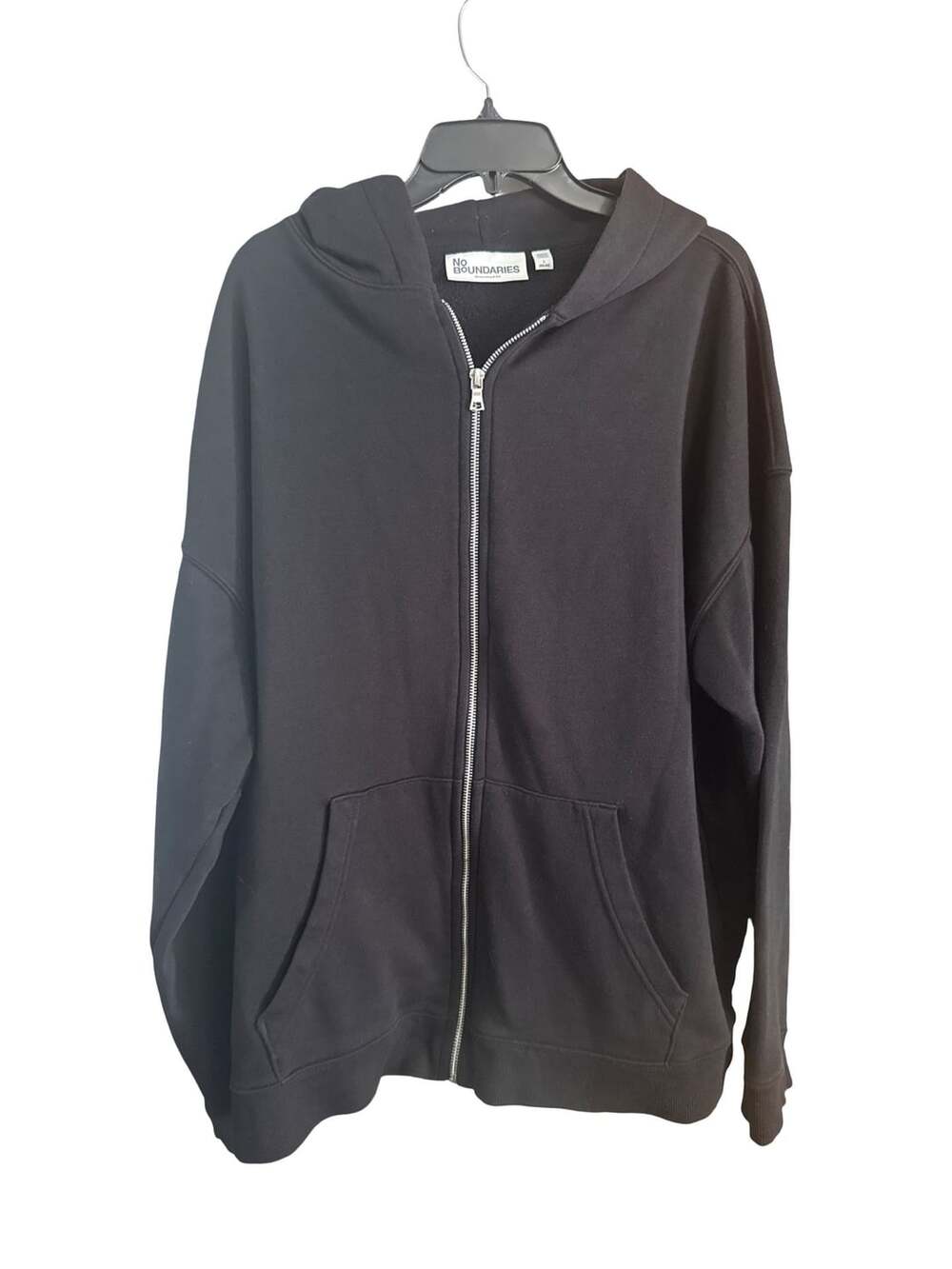No Boundaries Full Zip Hoodie Size L Black Oversized Fit